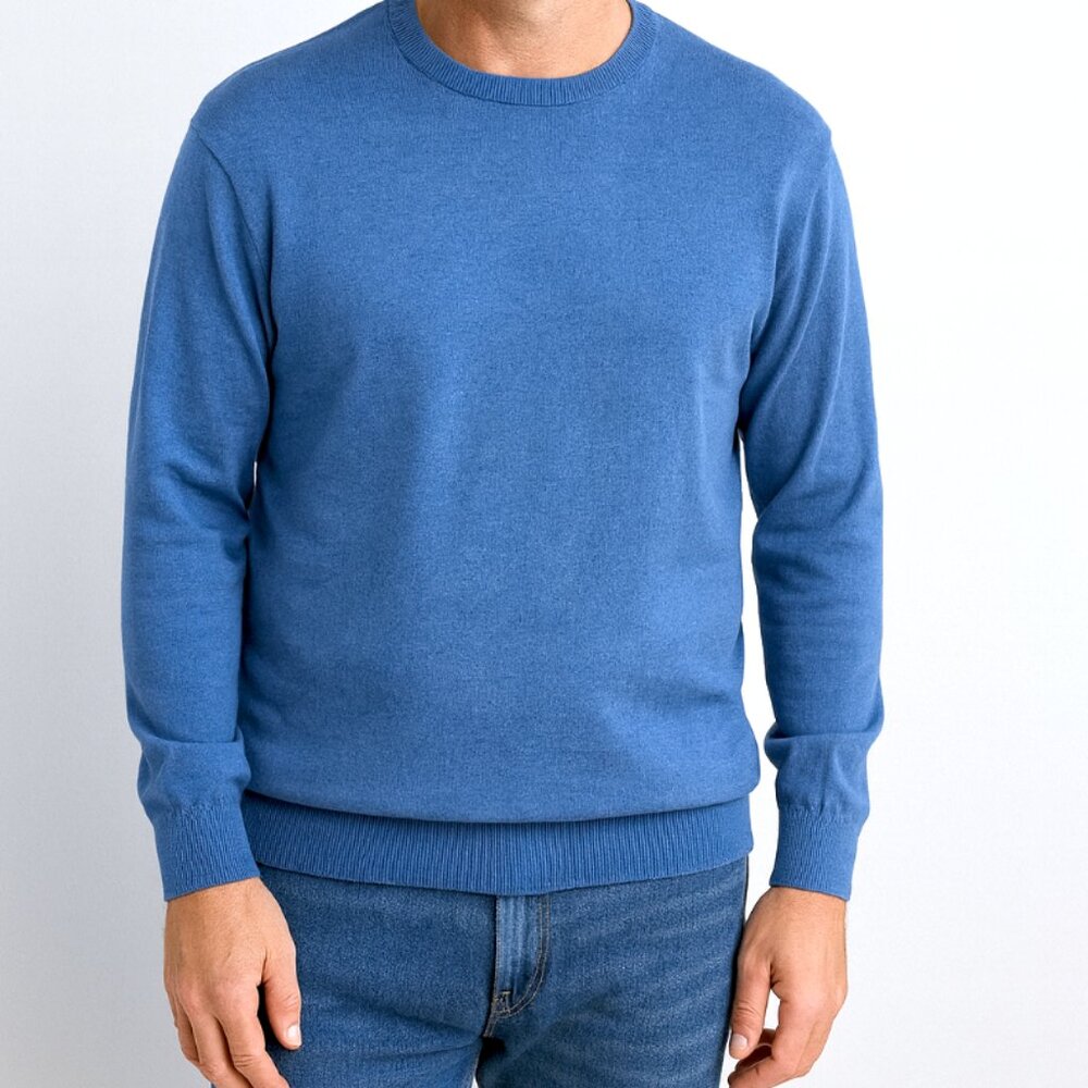 Peter Millar Men's | Pima Cotton, Silk, & Cashmere Crew Neck Sweater Blue | XXL